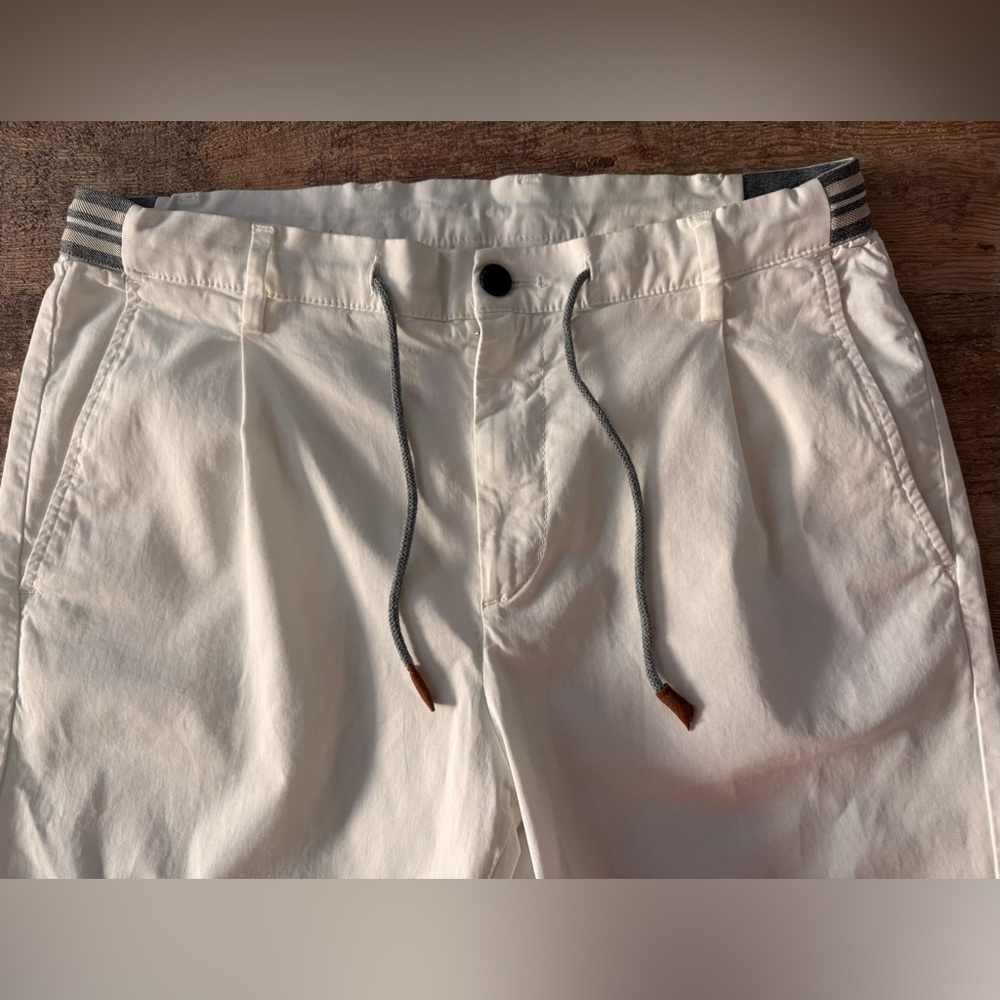 Eleventy Men’s White Drawstring Stretch-Cotton Sh… - image 3